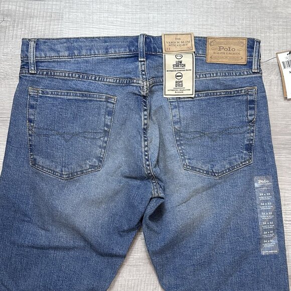Polo Ralph Lauren Men’s Varick Slim Straight Distressed Jeans Blue Size 34x32 - Picture 7 of 7